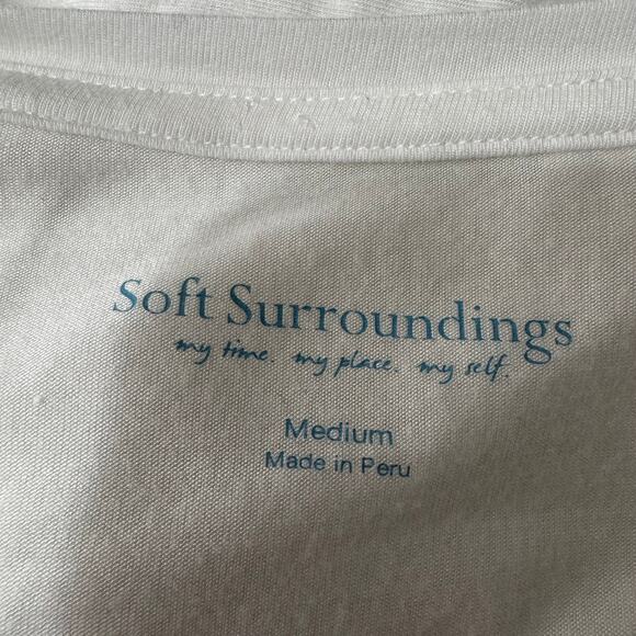 SOFT SURROUNDINGS Shirt Sublime Long Sleeve White Pima Cotton Top Sz M - Picture 4 of 4